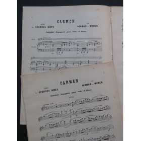 HERMAN WEBER Fantaisie Espagnole sur Carmen Piano Flûte ca1880