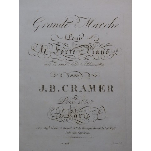 CRAMER J. B. Grande Marche Piano ca1800