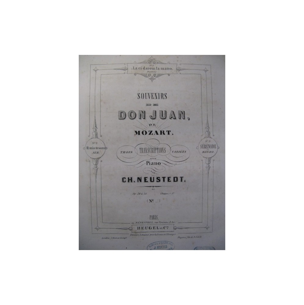 NEUSTEDT Charles Souvenirs de Don Juan Piano 1860