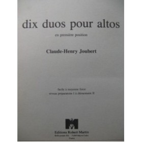 JOUBERT Claude-Henry 10 Duos pour Altos