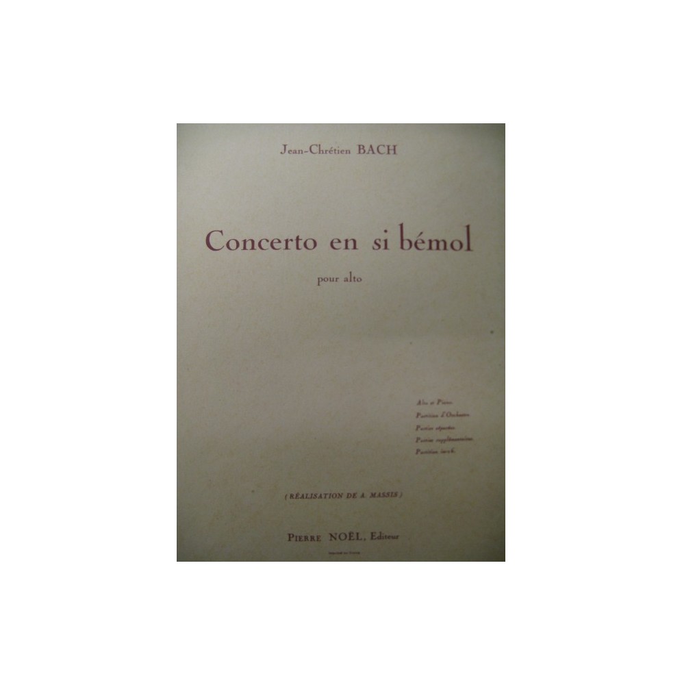 BACH Jean-Chrétien Concerto Si b Alto Piano 1952