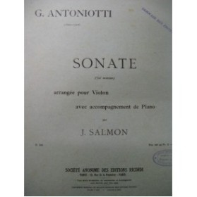 ANTONIOTTI Giorgio Sonate Violon Piano 1918