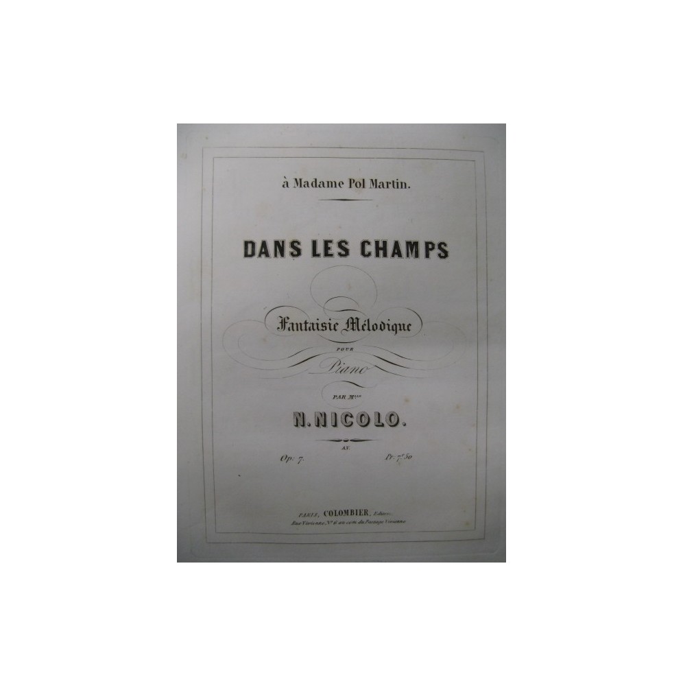 NICOLO N. Dans les Champs Piano ca1850