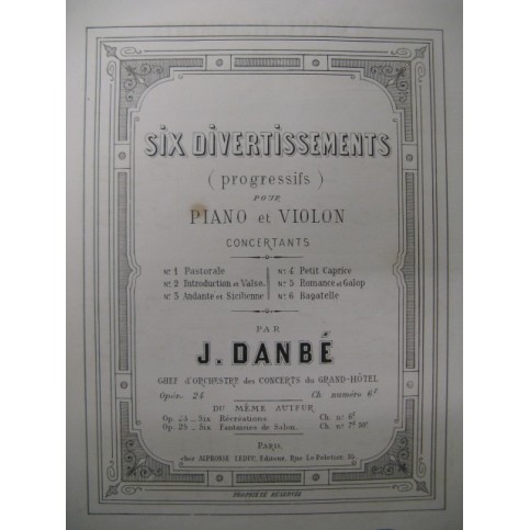 DANBÉ Jules Introduction et Valse Violon Piano 1873