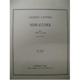 LAJTHA Laszlo Sonatine Violon Piano 1932﻿