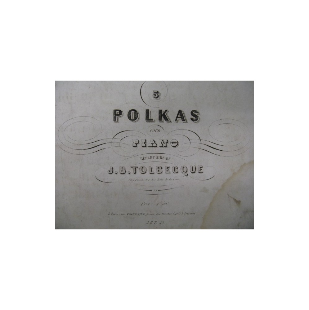TOLBECQUE J. B. 5 Polkas Piano ca1850