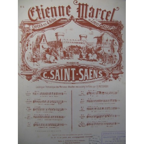 SAINT-SAËNS Camille Etienne Marcel No 4 Chant Piano ca1880