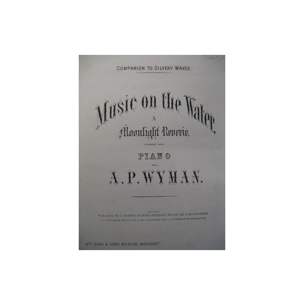WYMAN A. P. Music on the Water Piano XIXe