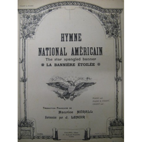 Hymne National Américain Chant Piano ca1900