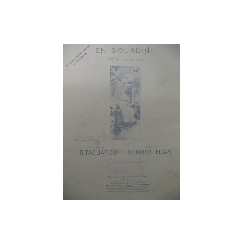 TELLAM Heinrich En Sourdine Violoncelle Piano 1899