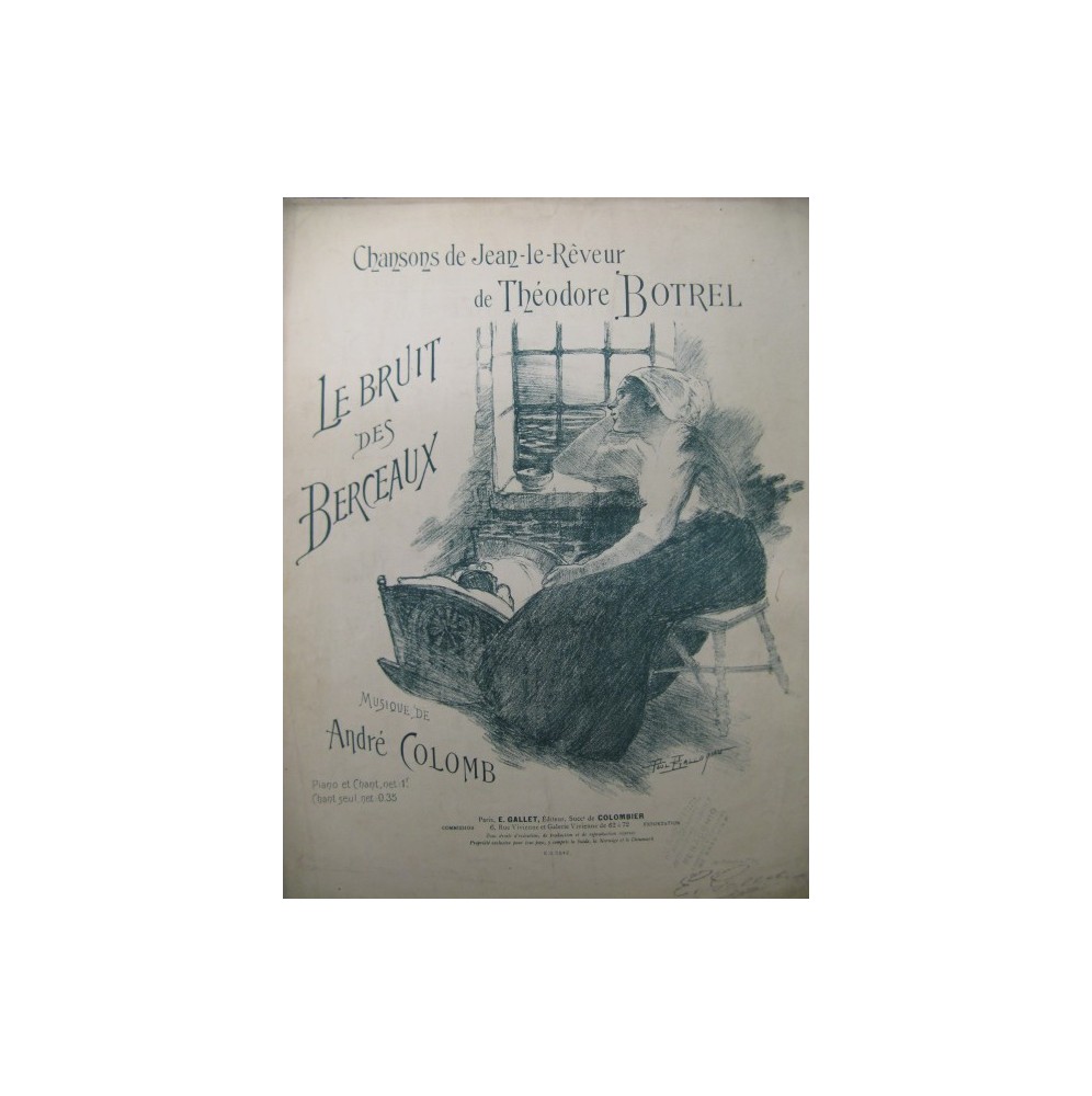 COLOMB André Le Bruit des Berceaux Chant Piano 1900