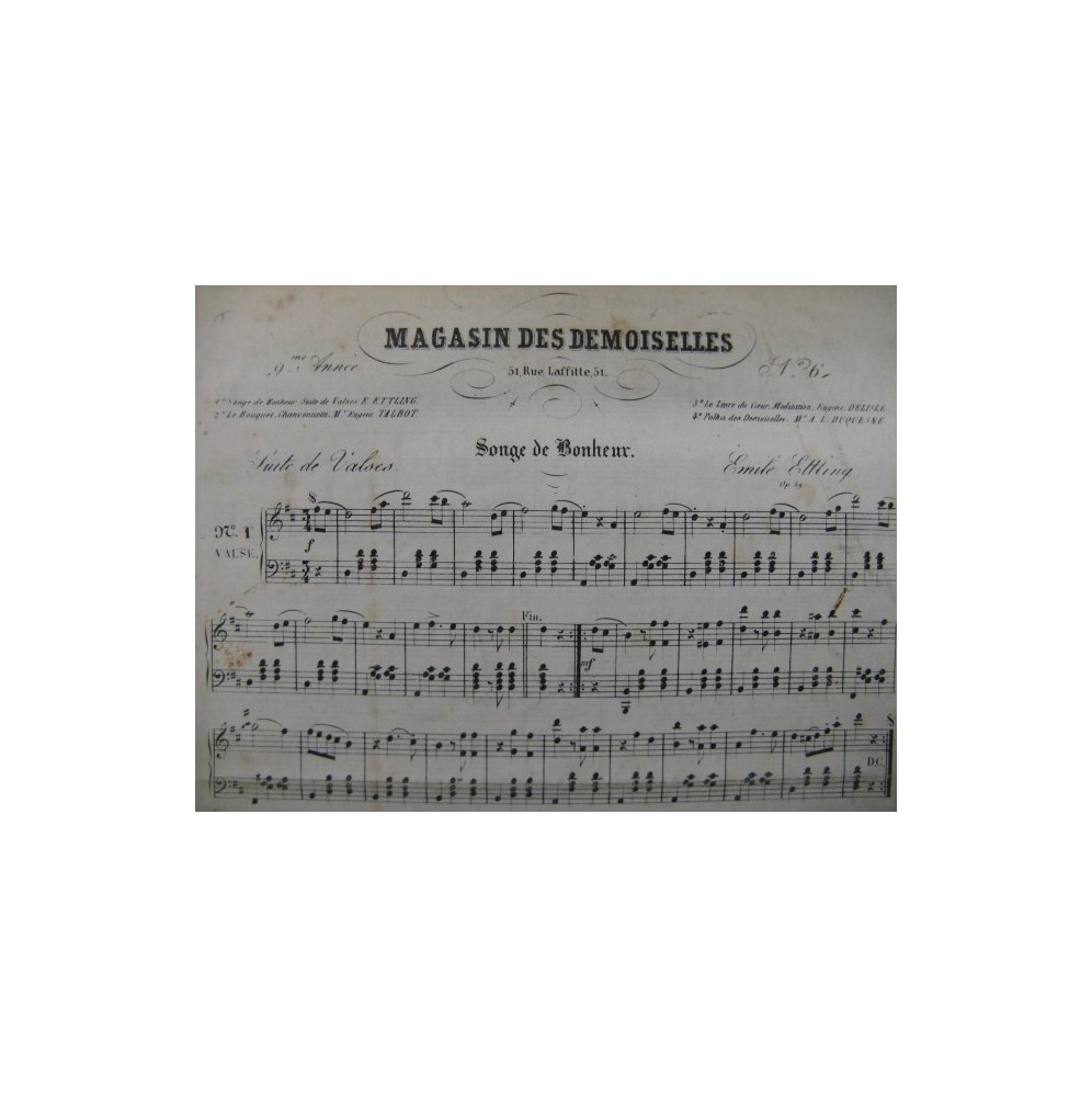 ETTING TALBOT DELISLE Chant Piano 1856