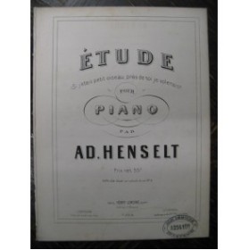HENSELT Adolphe Etude No 6 Piano ca1860