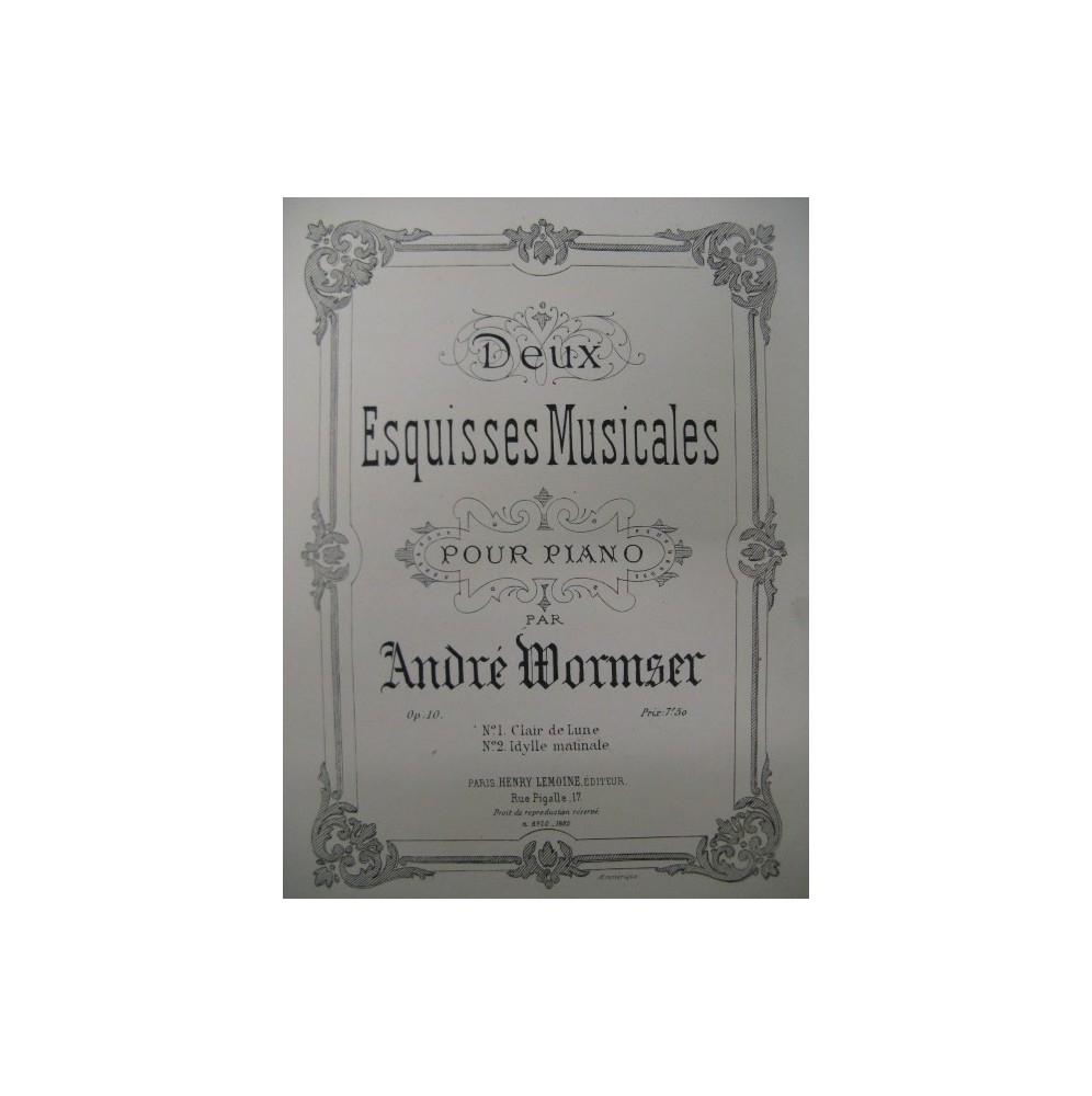 WORMSER André Clair de Lune Piano 1885