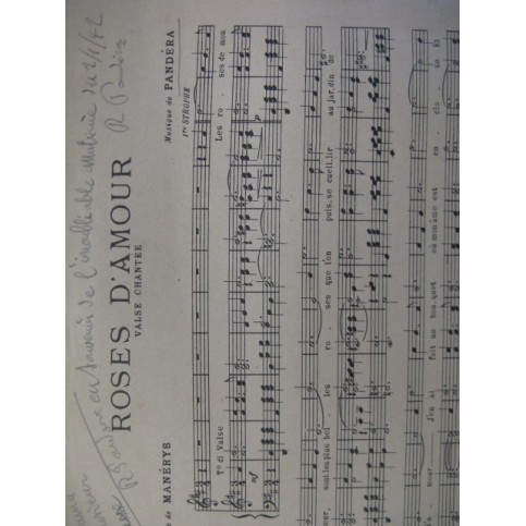 PANDERA R. Roses d'Amour Chant Piano 1942