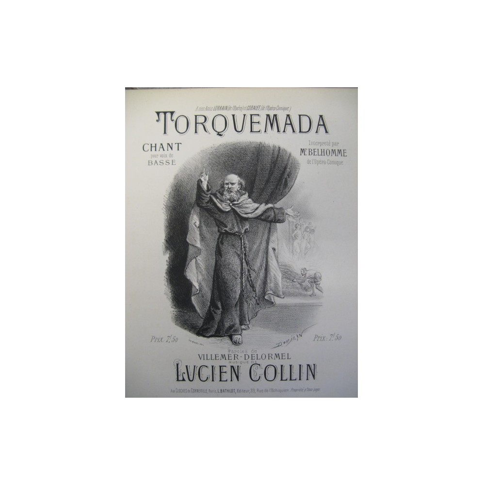 COLLIN Lucien Torquemada Chant Piano XIXe