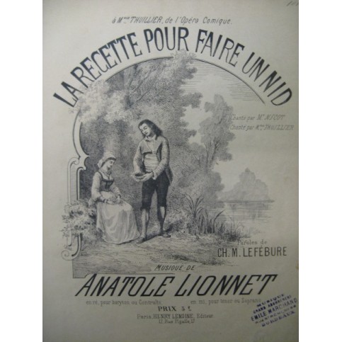 LIONNET Anatole La recette Chant Piano ca1880