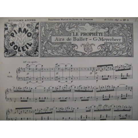 MEYERBEER Giacomo Air de Ballet Piano 1893