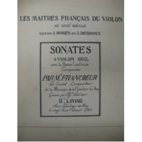 FRANCOEUR François Sonate Sol Violon Piano 1905