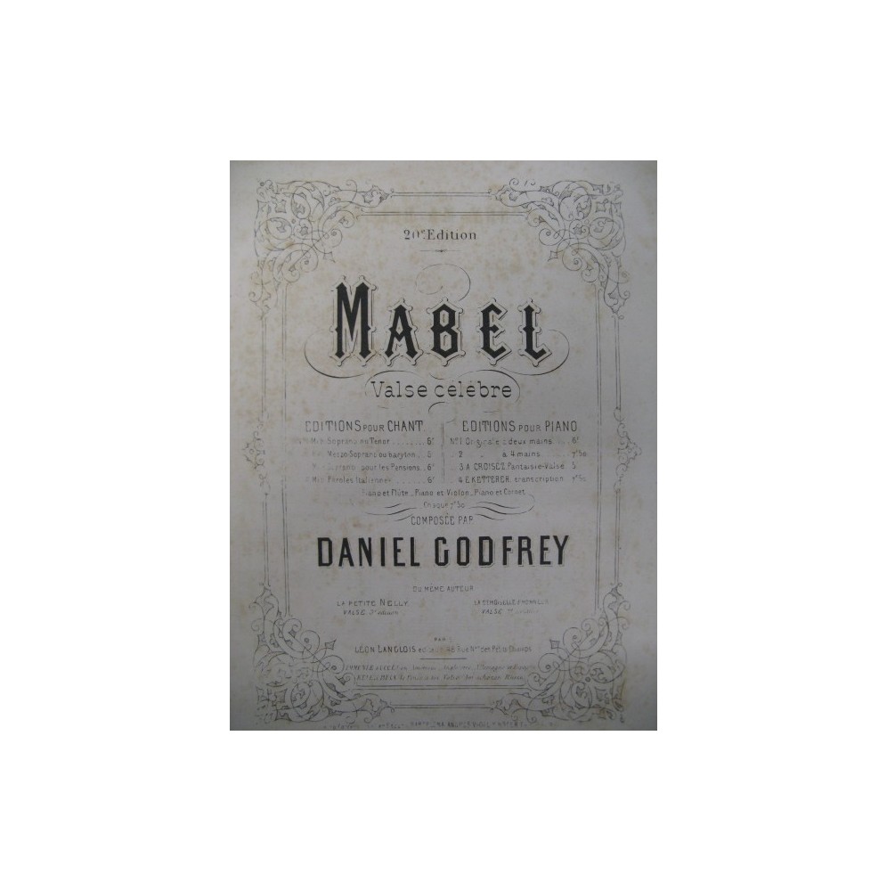 GODFREY Daniel Mabel Chant Piano XIXe