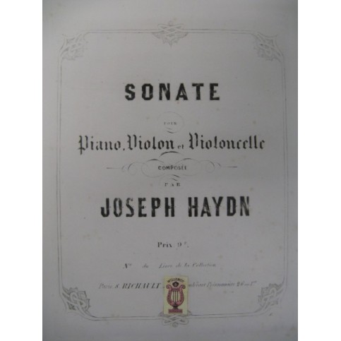 HAYDN Joseph Sonate Piano Violon Violoncelle ca1840