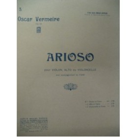 VERMEIRE Oscar Arioso Violoncelle Piano