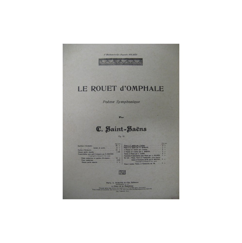 SAINT-SAËNS Camille Le Rouet d'Omphale Piano