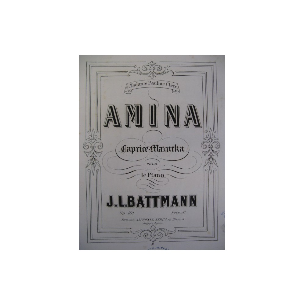 BATTMANN J. L. Amina Piano 1864