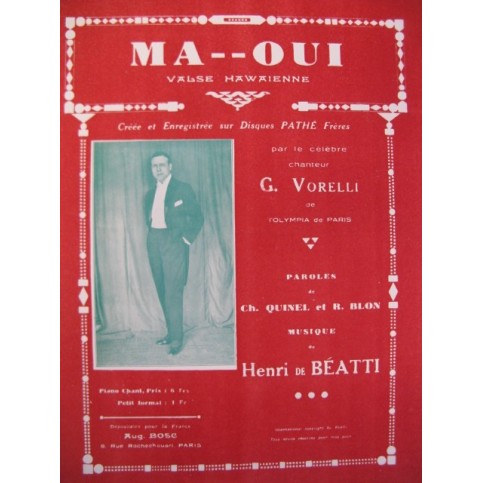 DE BEATTI Henri Ma-Oui Chant Piano