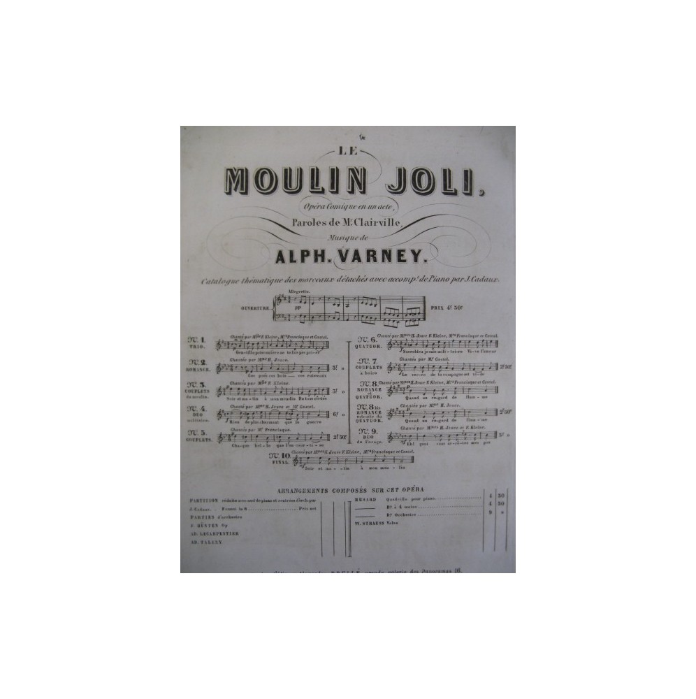 VARNEY Alph. Le Moulin Joli No 4 Duo Chant Piano XIXe