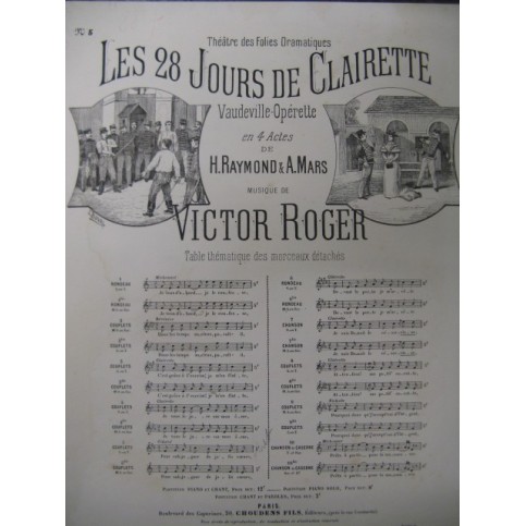 ROGER Victor Les 28 Jours de Clairette Chant Piano 1892
