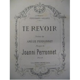 PERRONET Joanni Te Revoir Chant Piano ca1880