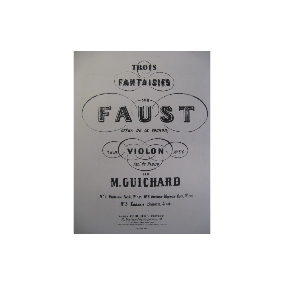 GUICHARD M. Faust Gounod Piano Violon 1926