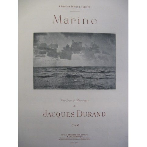 DURAND Jacques Marine Chant Piano 1897