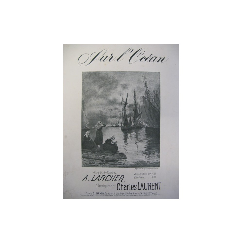 LAURENT Charles Sur l'Océan Chant Piano 1908