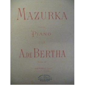 DE BERTHA A. Mazurka Piano