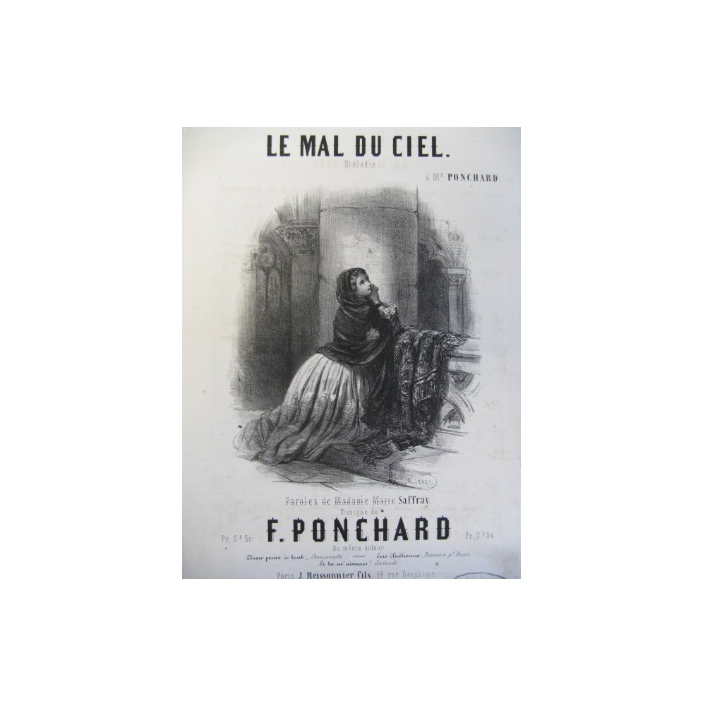 PONCHARD F. Le Mal du Ciel Chant Piano ca1850