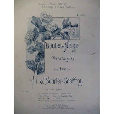 SOUNIER-Geoffroy J. Boules de Neiges Piano 1892
