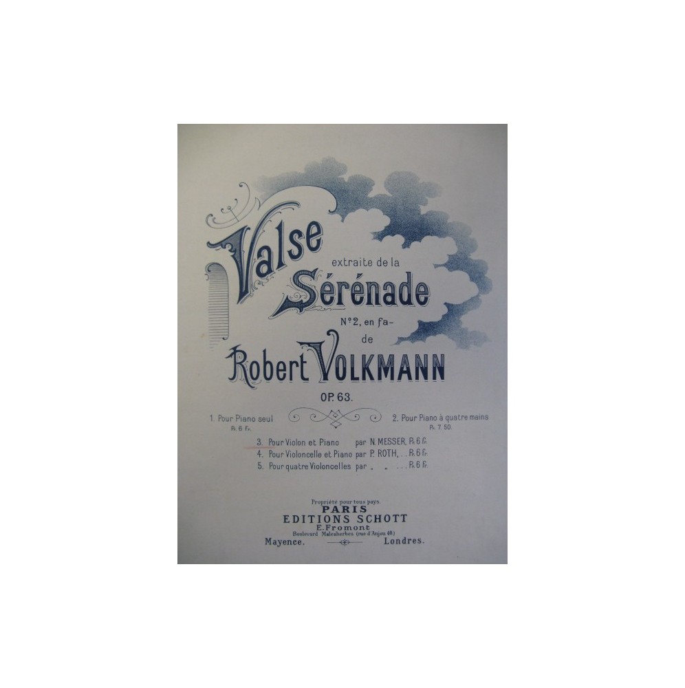 VOLKMANN Robert Valse Violon Piano XIXe