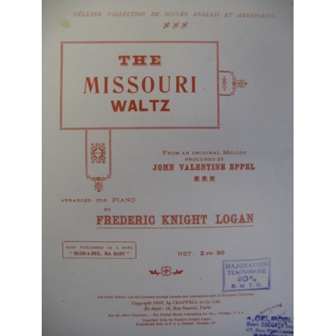 The Missouri Waltz Piano 1918