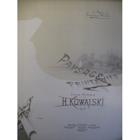 KOWALSKI Henri Paysage Printanier Piano 1888