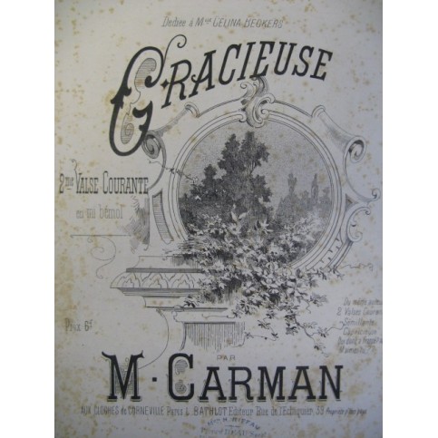 CARMAN M. Gracieuse Piano ca1880