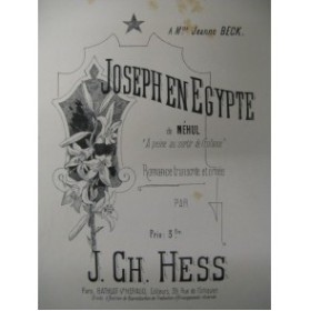 HESS J. Ch. Joseph en Egypte Piano XIXe