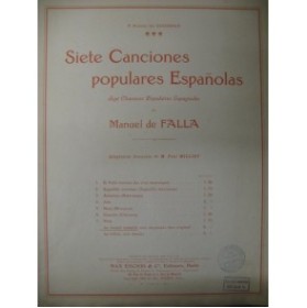 DE FALLA Manuel Siete Canciones Chant Piano 1922