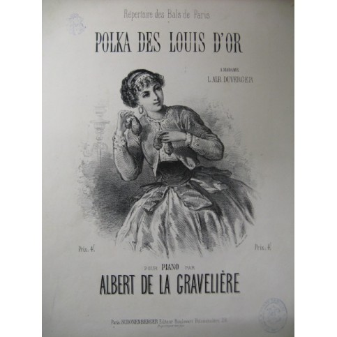 DE LA GRAVELIÈRE A. Polka Piano ca1860