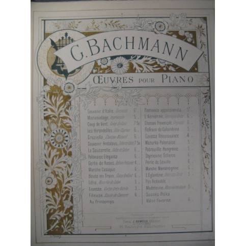 BACHMANN Georges Madeleine Piano 1893