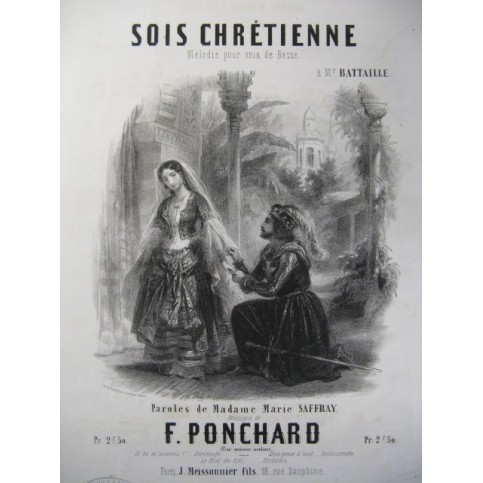 PONCHARD F. Sois Chrétienne Chant Piano ca1840