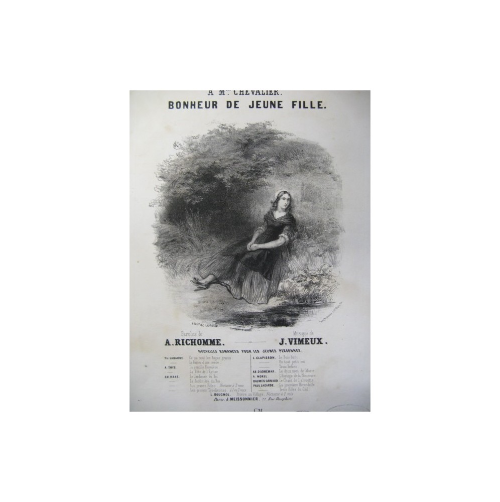 VIMEUX Joseph Bonheur de Jeune fille Chant Piano ca1840