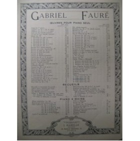 FAURÉ Gabriel Valse No 2 Caprice Piano 1932