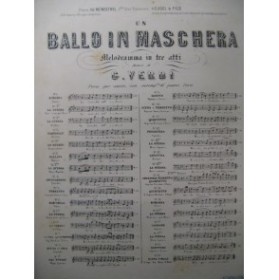 VERDI Giuseppe Un Ballo in Maschera No 13 Chant Piano 1882